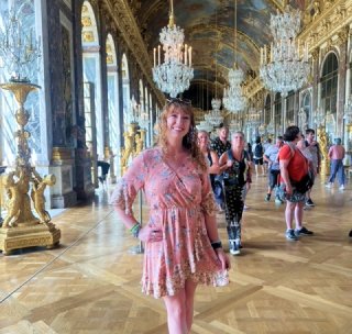woman inside ornate building
