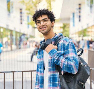 man with backpack