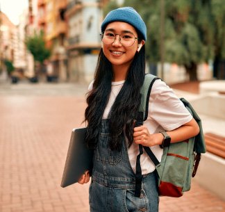 woman with backpack