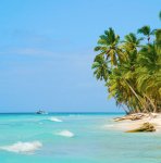 sandy beach and blue ocean